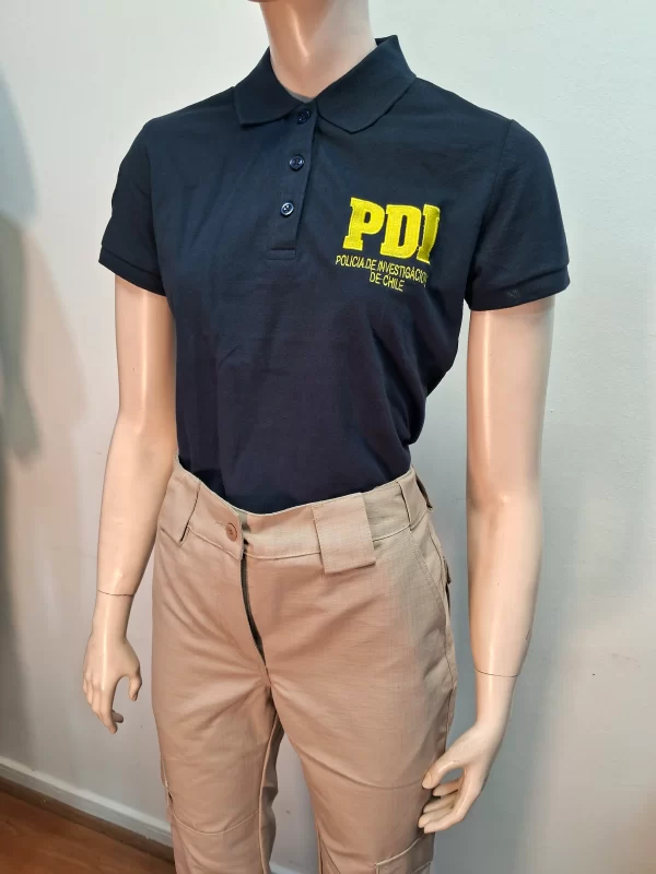 Polera Pique Azul Marino Mujer M/Corta PDI - Imagen 3